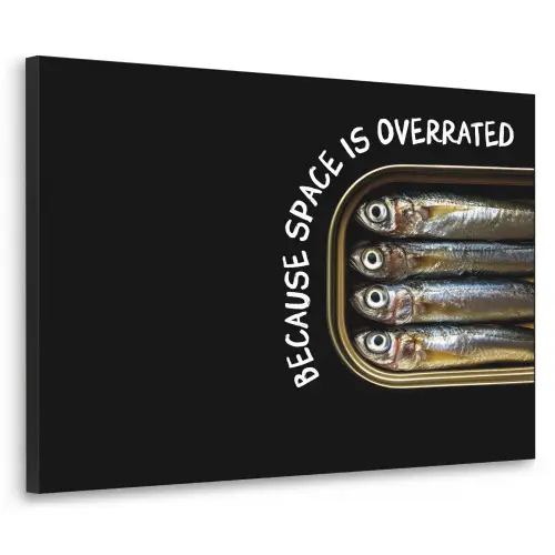 Sardines - Tekst - Vis - Blik Textielframe zwart klein -3d