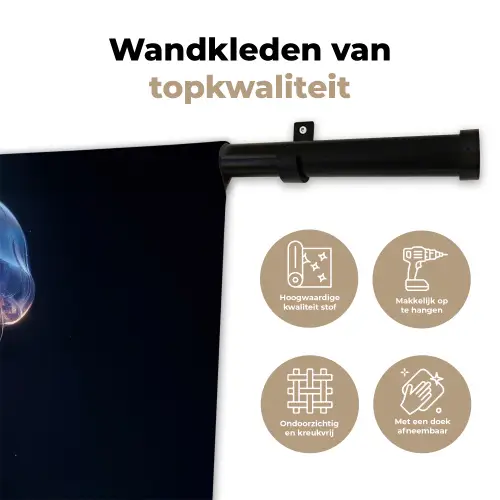 Tentakels - Kwal - Paars - Sprankeling Wandkleed katoen klein -sfeer2
