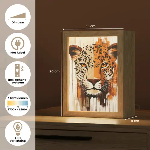 Luipaard - Symmetrisch - Strepen Light Box met kabel (Tafellamp) klein -USP_NL
