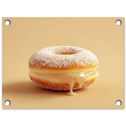 Donut - Romig - Poedersuiker - Beige tuinposter los doek klein -3d
