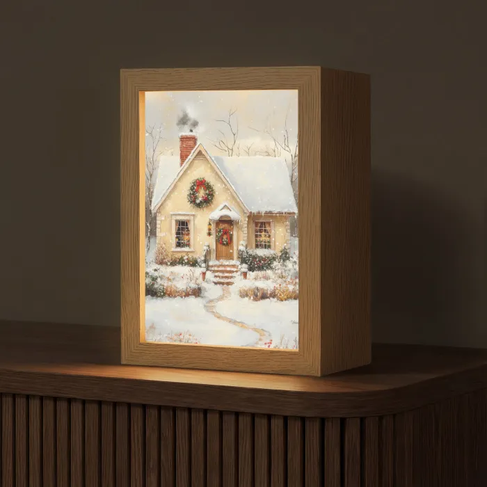 Kerst - Huis - Winter - Sneeuw Light Box met kabel (Tafellamp) klein -z3d_website