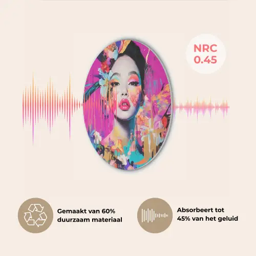 Vrouw - Portret - Abstract - Paars Akoestische PET Vilt - Rond klein -USP_NL