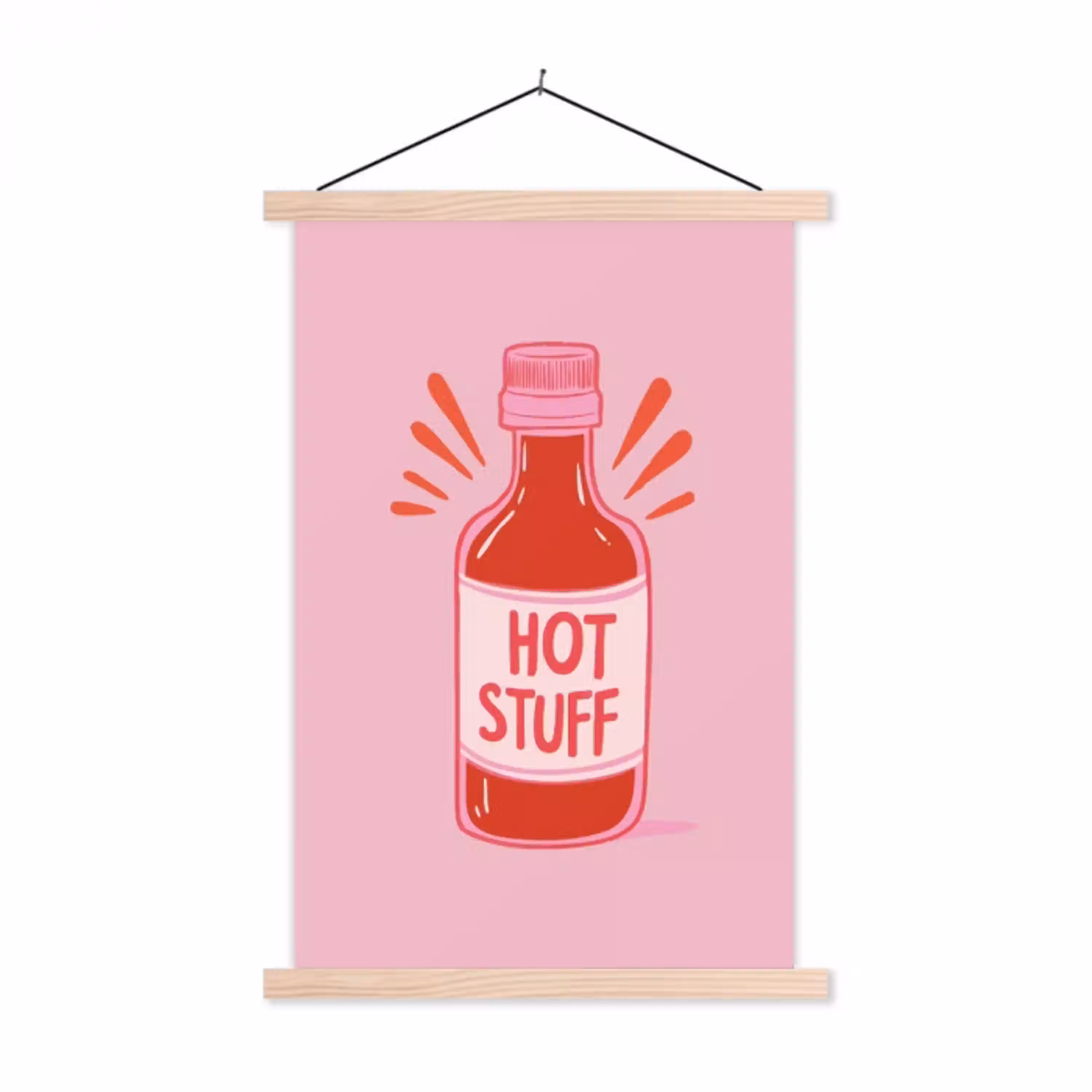 Pittig - Rood - Saus - Grafisch textielposter latten blank klein -3d