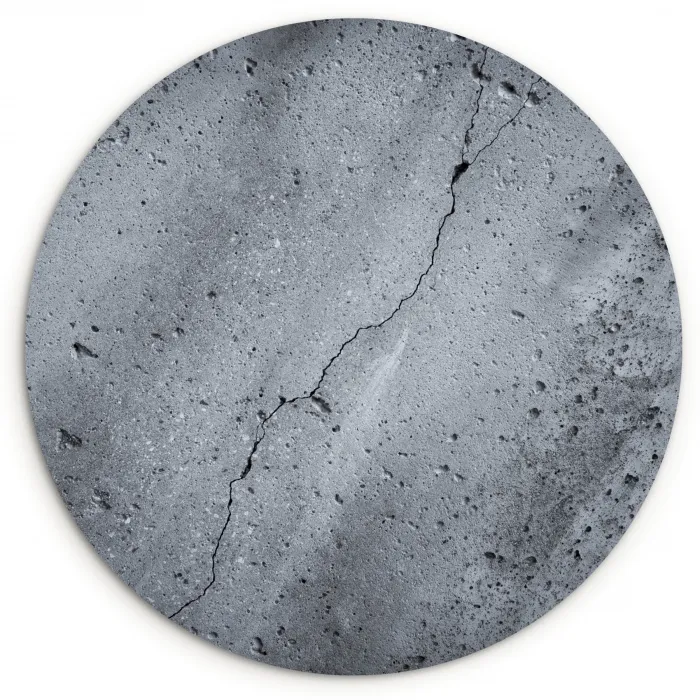Beton - Grijs - Scheur Wandcirkel kunststof plaat 5mm dik klein -3d