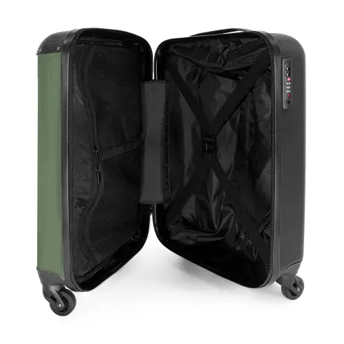 Minimal - Grijsgroen met zwarte streep NBS - Handbagage koffer - Unisex middel -binnenkant