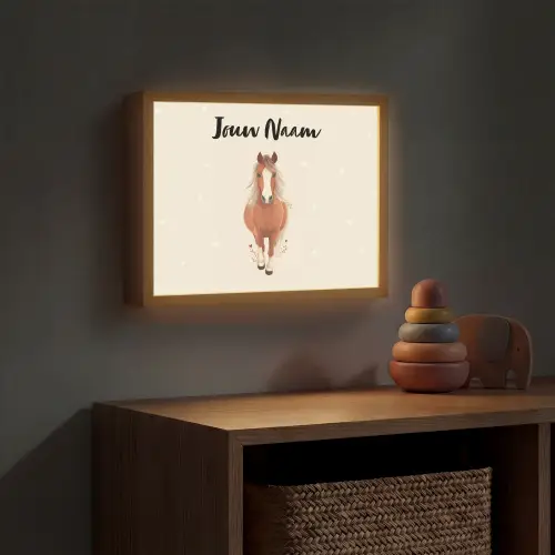 Paard - Galop - Bruin - Stippen Light Box met batterij (Wandlamp kind) middel -sfeer5_kind