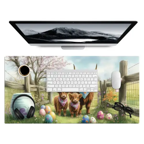 Schotsehooglanders - Paaseieren - Lente Muismat XXL klein -3d