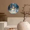 Sneeuwpop - Sneeuw - Winter - Bos Wandcirkel kunststof plaat 5mm dik klein -sfeer1