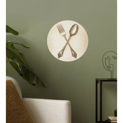 Beige - Vintage - Bestek Wandcirkel behangsticker klein -sfeer2