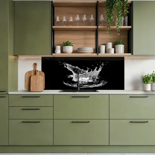 Water - Splash - Water - Zwart keuken achterwand 2 middel -sfeer3