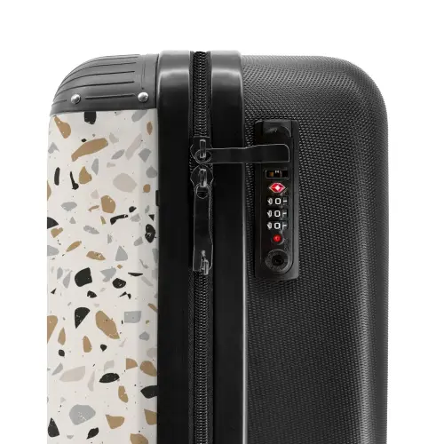 Terrazzo patroon natuurlijk beige NBS - Handbagage koffer - Volwassenen Unisex middel -slot