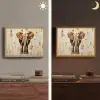 Olifant - Slurf - Mozaïek - Abstract Light Box met batterij (Wandlamp) middel -sfeer3