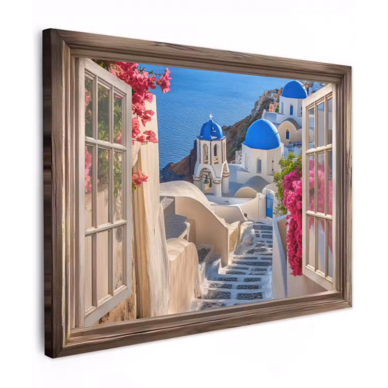 Leinwandbild - Durchsichtig - Santorini - Landschaft - Blau - Griechisch