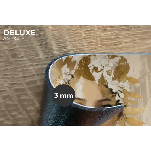 Gezicht - Vrouw - Bladeren - Goud Placemat vinyl groot -closeup