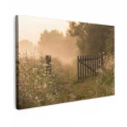 Hek - Natuur - Mist - Veld Tuinposter op houten frame 2 cm dik klein -3d