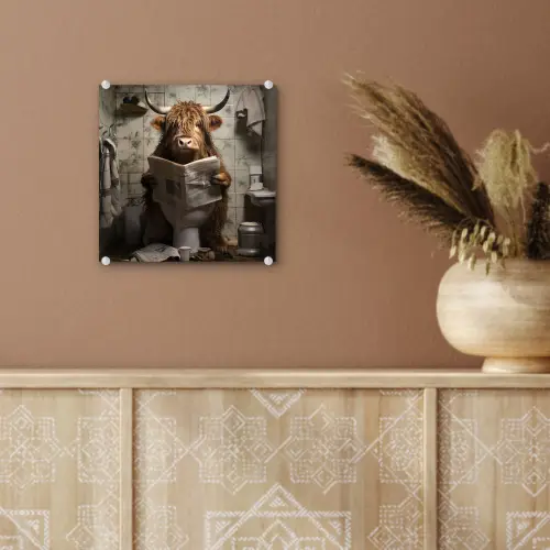 Schotse hooglander - Toilet - Krant - Badkamer plexiglas 5mm klein -sfeer5