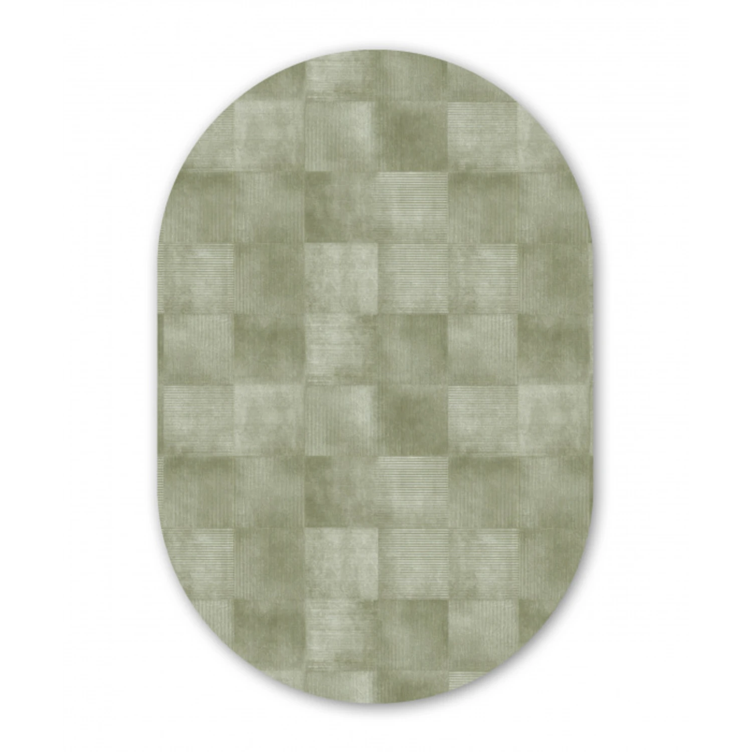 Vlakken - Rustiek - Groen Wandcirkel Ovaal Aluminium middel 839 -3d