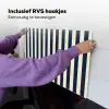 Verticale strepen - Blauw - Crème Inductie beschemer met haakjes klein 777 -ky-ophangen-nl