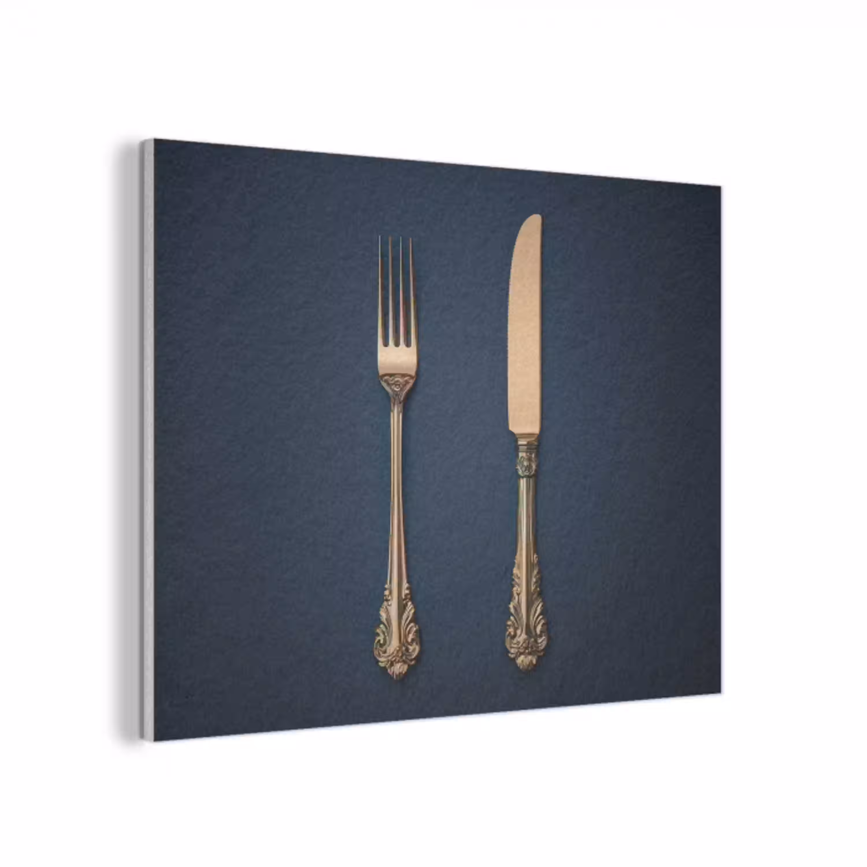 Bestek - Donkerblauw - Goud PET vilt klein -3d