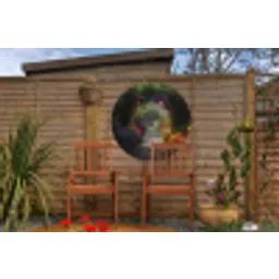 Doorkijk - Pad - Bloemen - Struik - Kleurrijk Wandcirkel tuinposter met ringen klein -buiten3