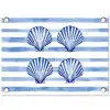 Vier schelpen - Blauw - Wit - Strepen tuinposter los doek klein -3d