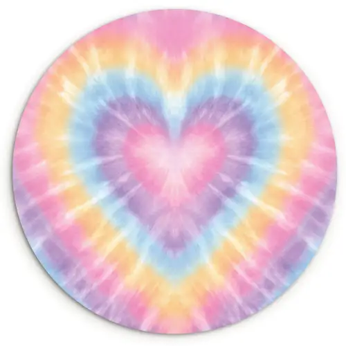 Hartvorm - Pastelkleuren - Tie Dye Wandcirkel kunststof plaat 5mm dik klein -3d