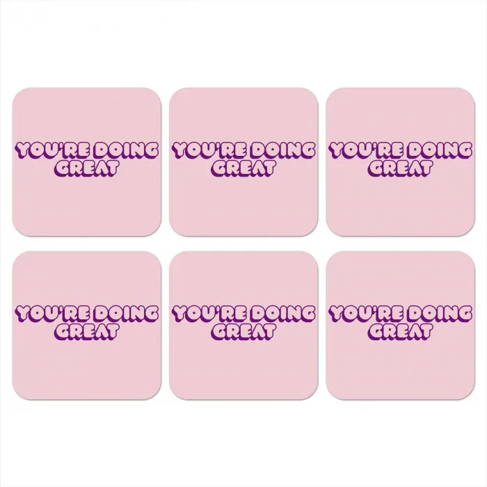 You're doing great - roze - 3D onderzetter kurk middel -3d