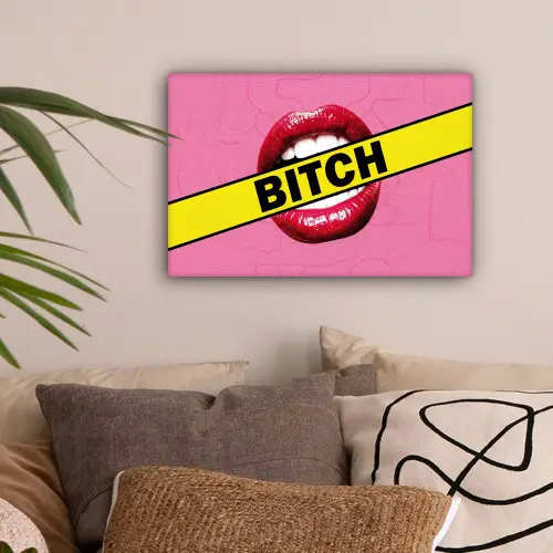 Lippen - Tekst - Kleurrijk canvas 2cm klein -sfeer1