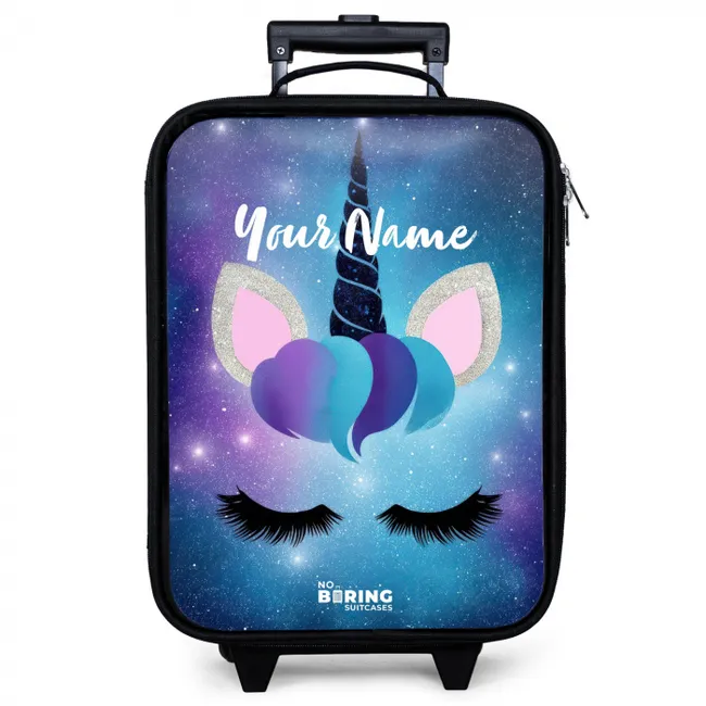 Eenhoorn op een sterrenhemel achtergrond Kinderkoffer - Zwart klein -zzz_website3d