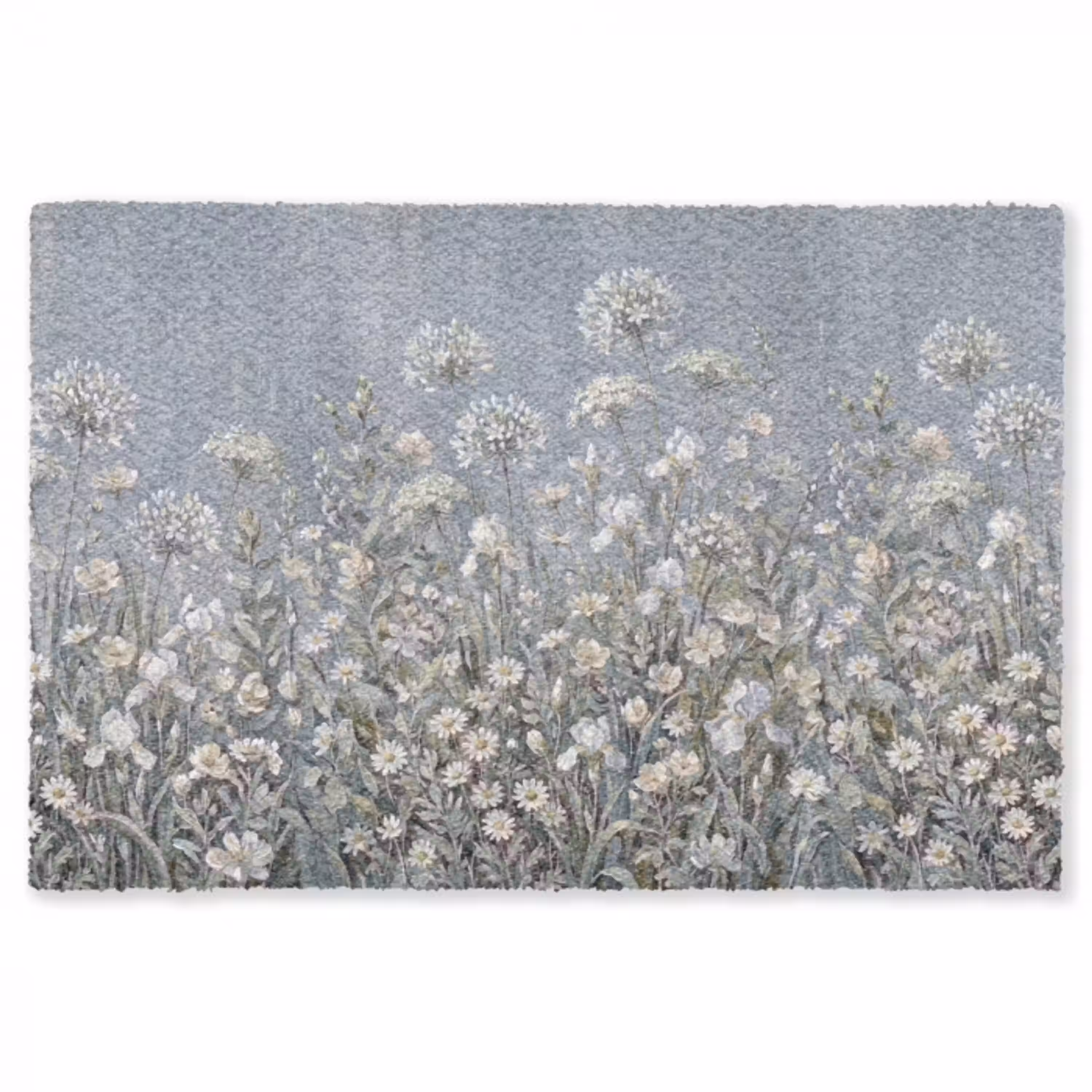 Bloemen - Botanisch - Blauw Vloerkleed Rechthoek klein -3d