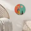 Retro - Jongen - Hond - Rood - Groen Akoestische PET Vilt - Rond klein -sfeer4
