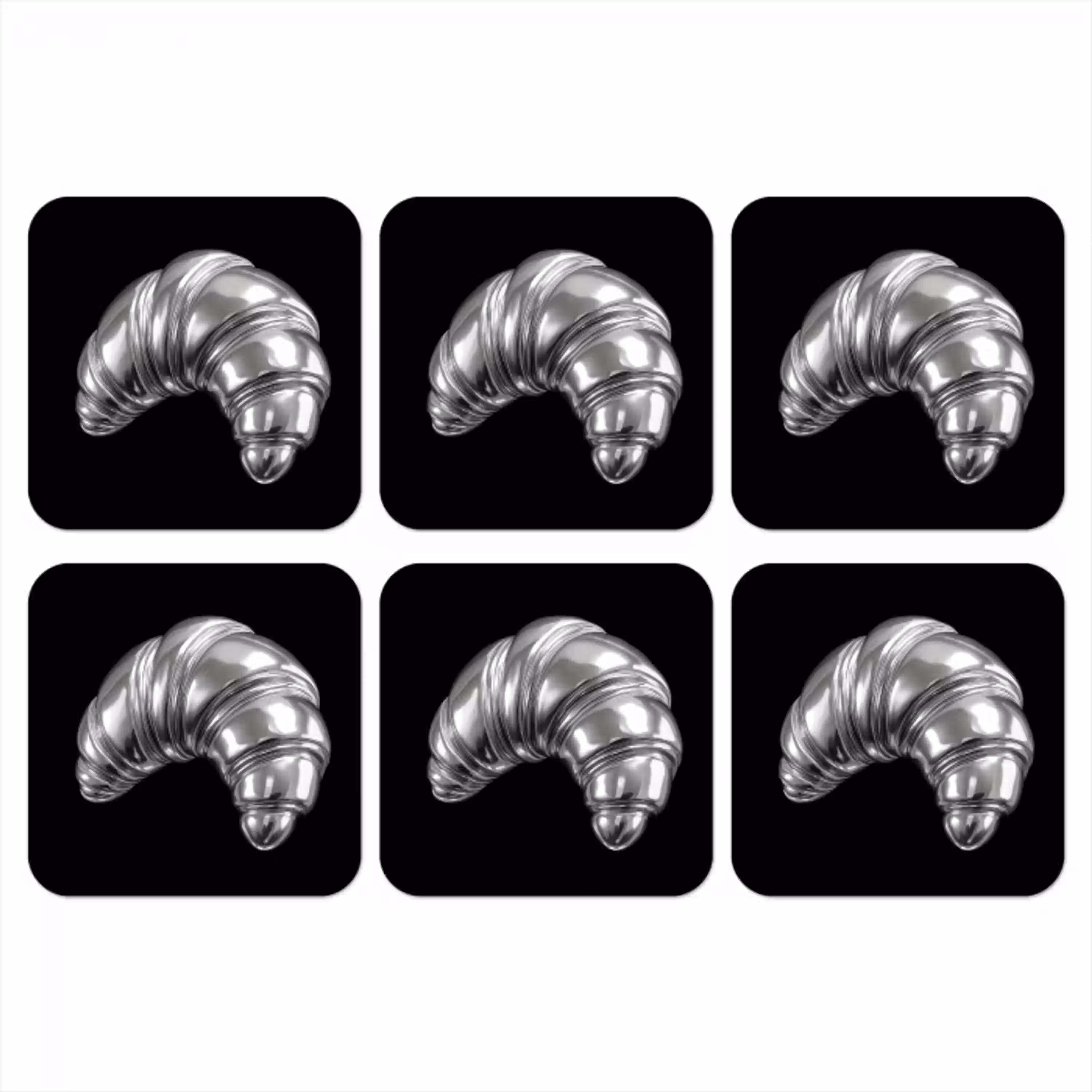 Croissant - Metaal - Zilver onderzetter kurk middel -3d