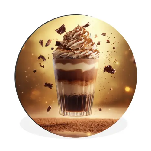 Dessert - Chocolade - Zoet - Eten Wandcirkel aluminium klein -3d