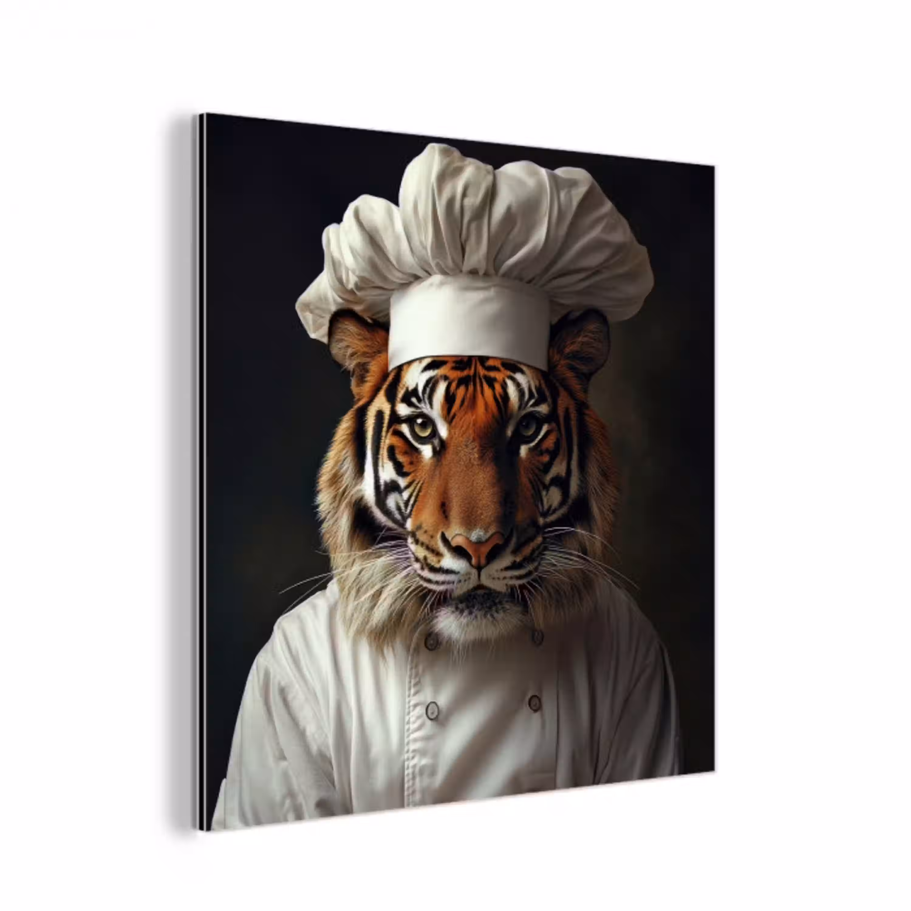 Tijger - Kokskleding - Bruin aluminium wit klein -3d