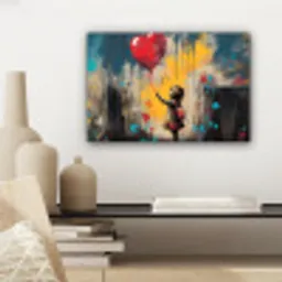 Meisje - Ballon - Hart - Graffiti canvas 2cm klein -sfeer6