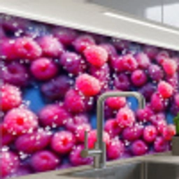 Frambozen - Waterdruppels - Vruchten keuken achterwand 2 middel 865 -zzzz3d_schuin