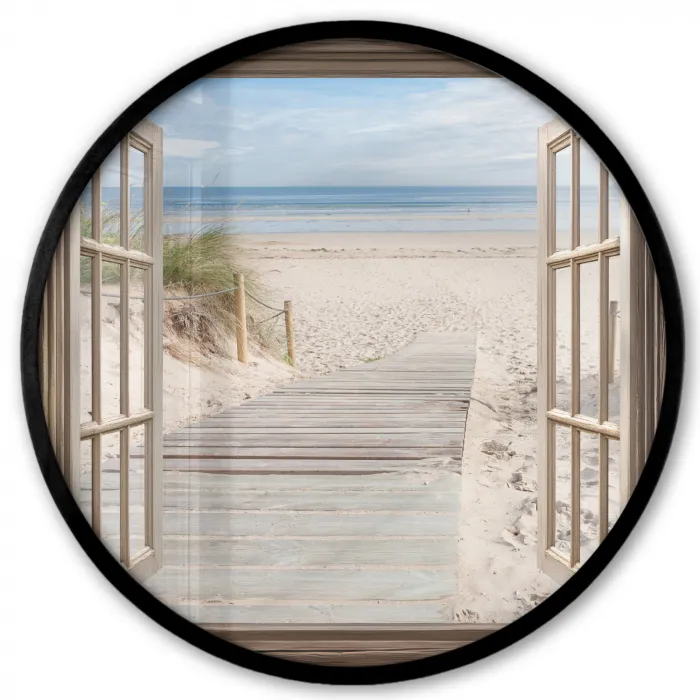 Doorkijk - Strand - Duinen - Pad - Landschap Fotolijst rond zonder passe partout klein -3d
