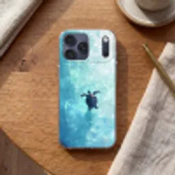 Schildpad - Zee - Blauw - Schittering Telefoonhoesje iPhone 17 Pro Max klein -sfeer1