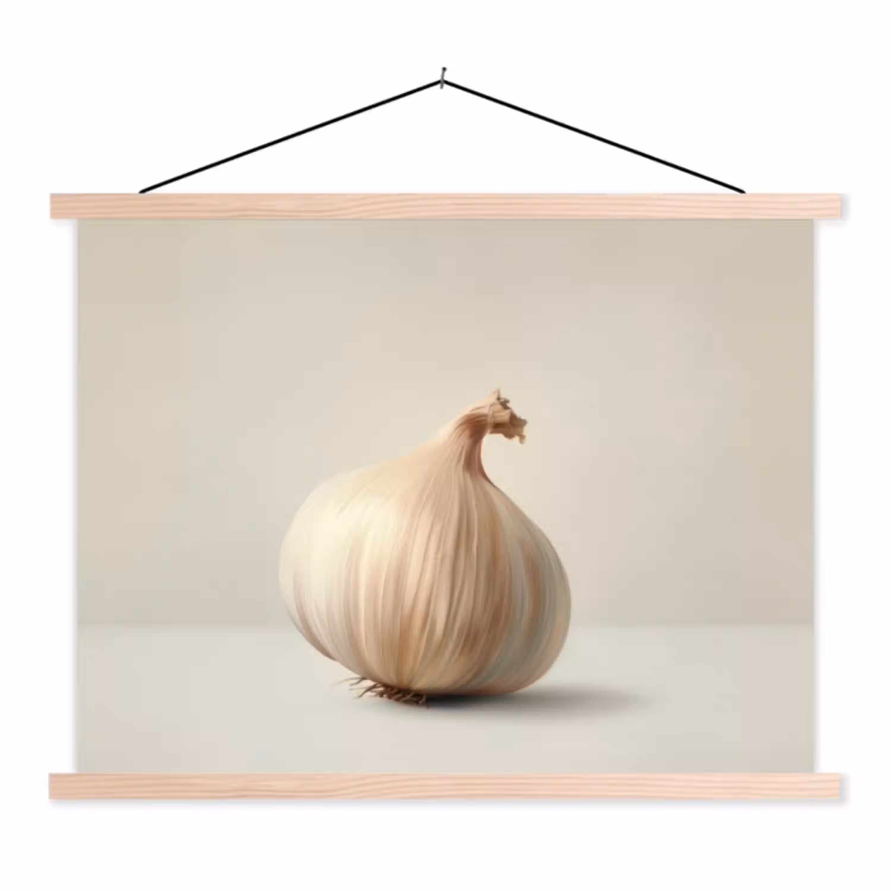 Knoflook - Natuurlijk - Beige textielposter latten blank klein -3d