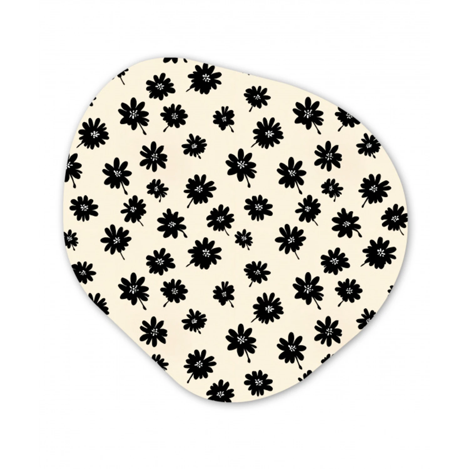 Madeliefjes - Grafisch - Zwart - Beige Wandcirkel Organisch Aluminium middel 851 -3d