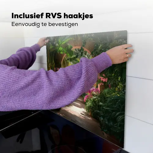 Doorkijk - Tropisch - Bloemen - Natuur Inductie beschemer met haakjes middel -ky-ophangen-nl