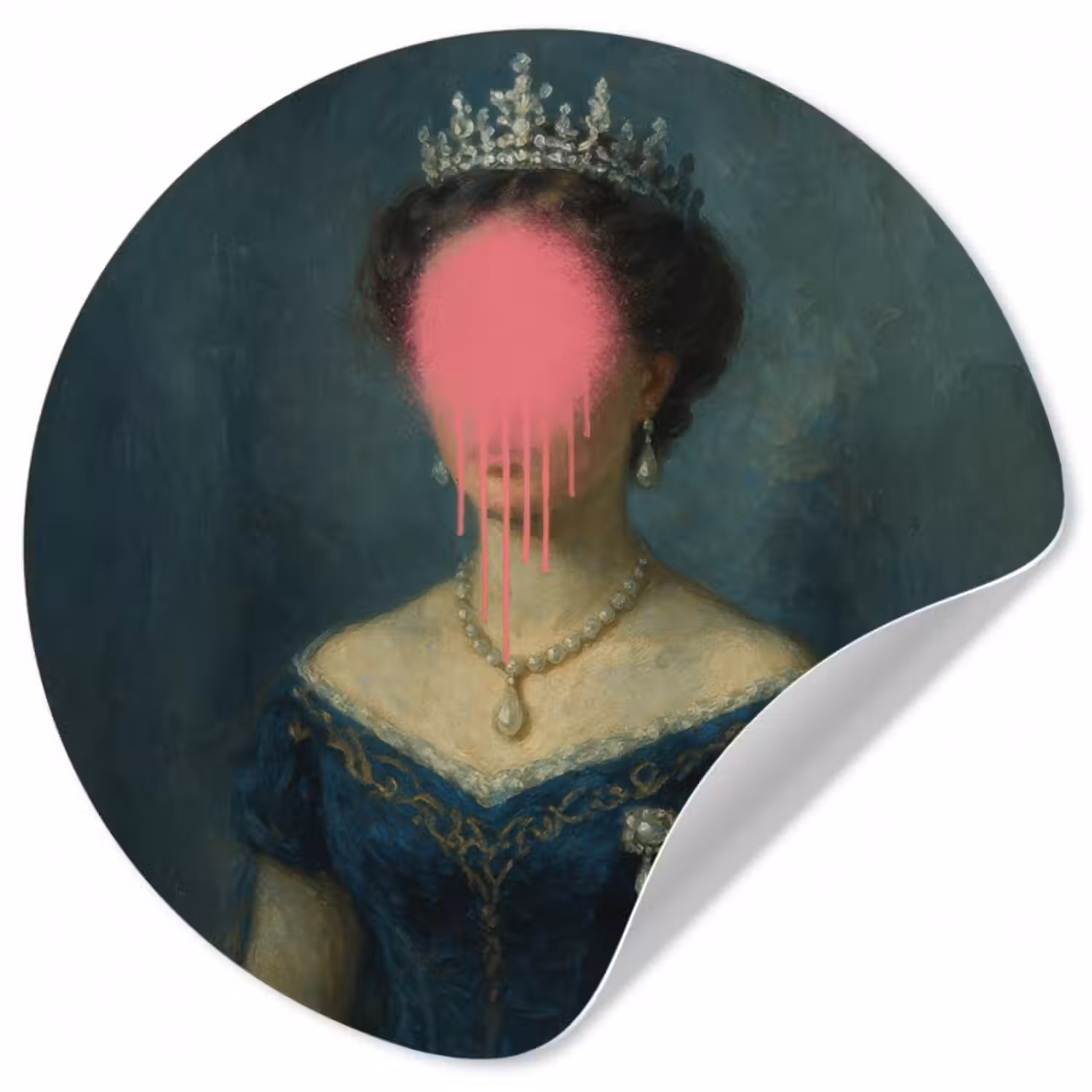 Runde Tapete - Krone - Rosa tropfende Farbe - Porträt