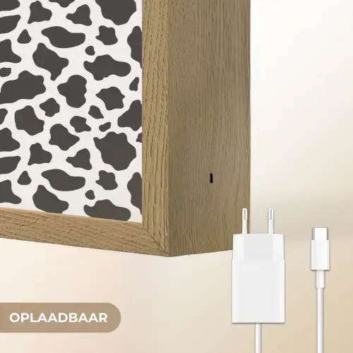 Koe - Vlekken - Patroon - Zwart Light Box met batterij (Wandlamp) middel 907 -USP_websiteoplaadbaarNL