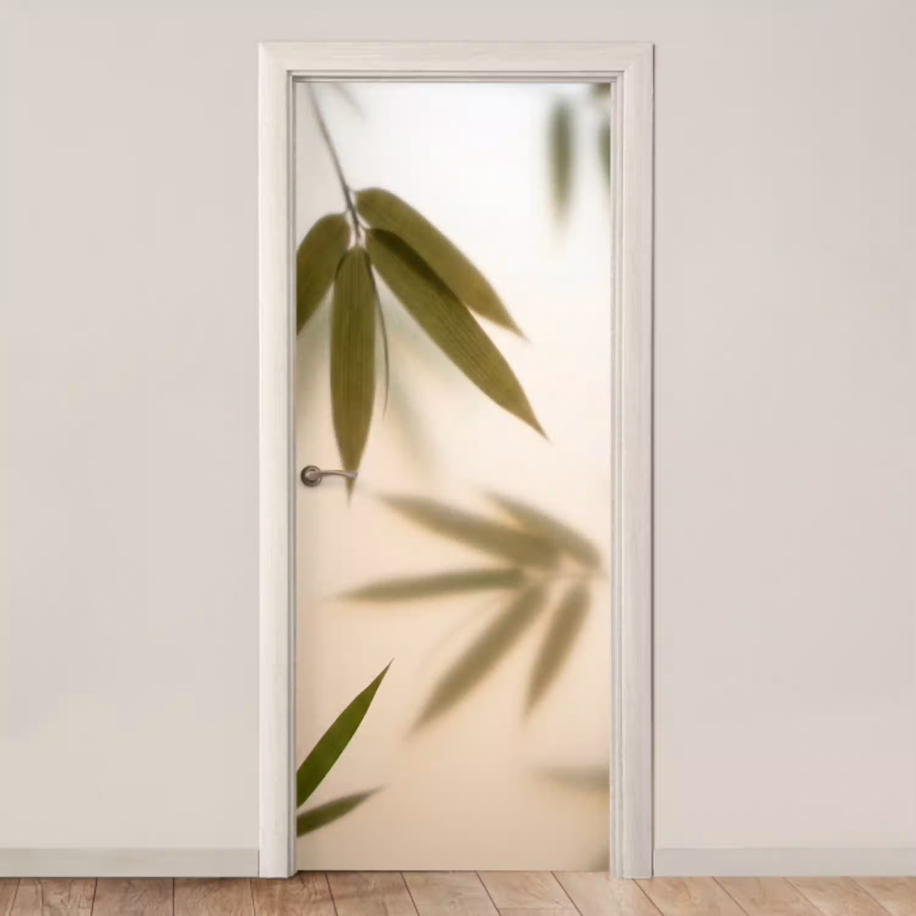 Planten - Bladeren - Natuur - Groen deurposter klein -3d_beige