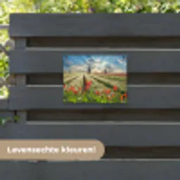 Windmolens en tulpenvelden bij zonsopgang tuinposter los doek klein -sfeer3