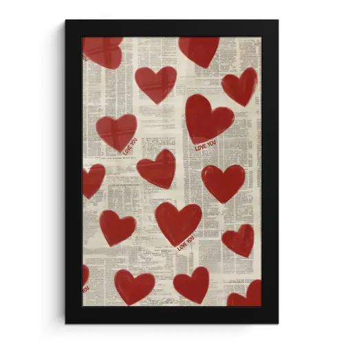 Hartjes - Krant - Loveyou fotolijst zwart zonder passe partout klein -3d