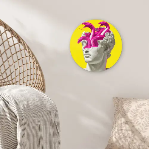 Buste - Slangen - Geel Wandcirkel kunststof plaat 5mm dik klein -sfeer5