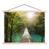 Jungle - Water - Brug - Natuur - Planten textielposter latten blank klein -3d