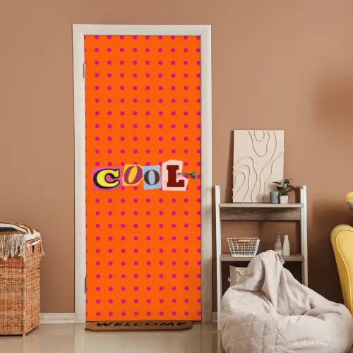 Cool - Stippen - Oranje deurposter klein -sfeer1