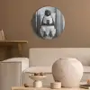 Pinguïn - Telefoon - Toilet - Zwart - Wit Akoestische PET Vilt - Rond klein -sfeer1